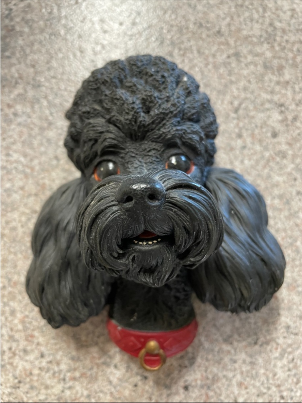 Boss Black Poodle Dog Head Figurine with Red  collar by Bossons